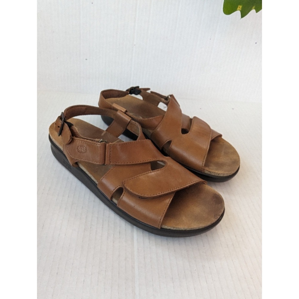 SAS Tripad Comfort Huggy Sandals Womens 8.5 N  Brown Leather Strappy Casual